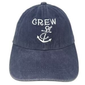 Blue Baseball Cap Hat White Crew Anchor Embroidered Slideback OSFM Adjustable